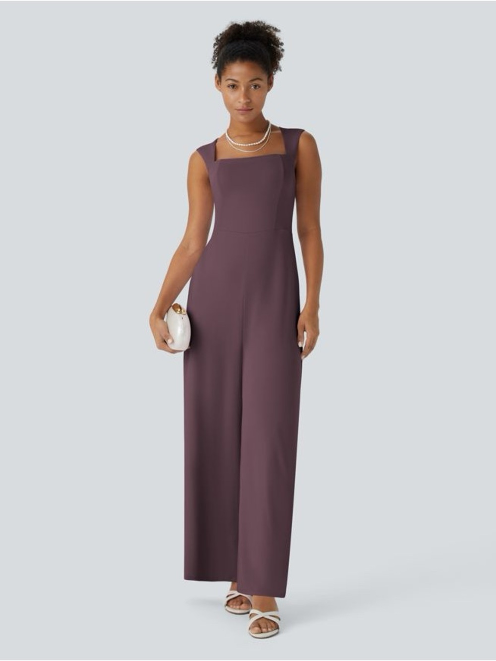 NWT Halara Square Neck Sleeveless Jumpsuit - Plum | XS